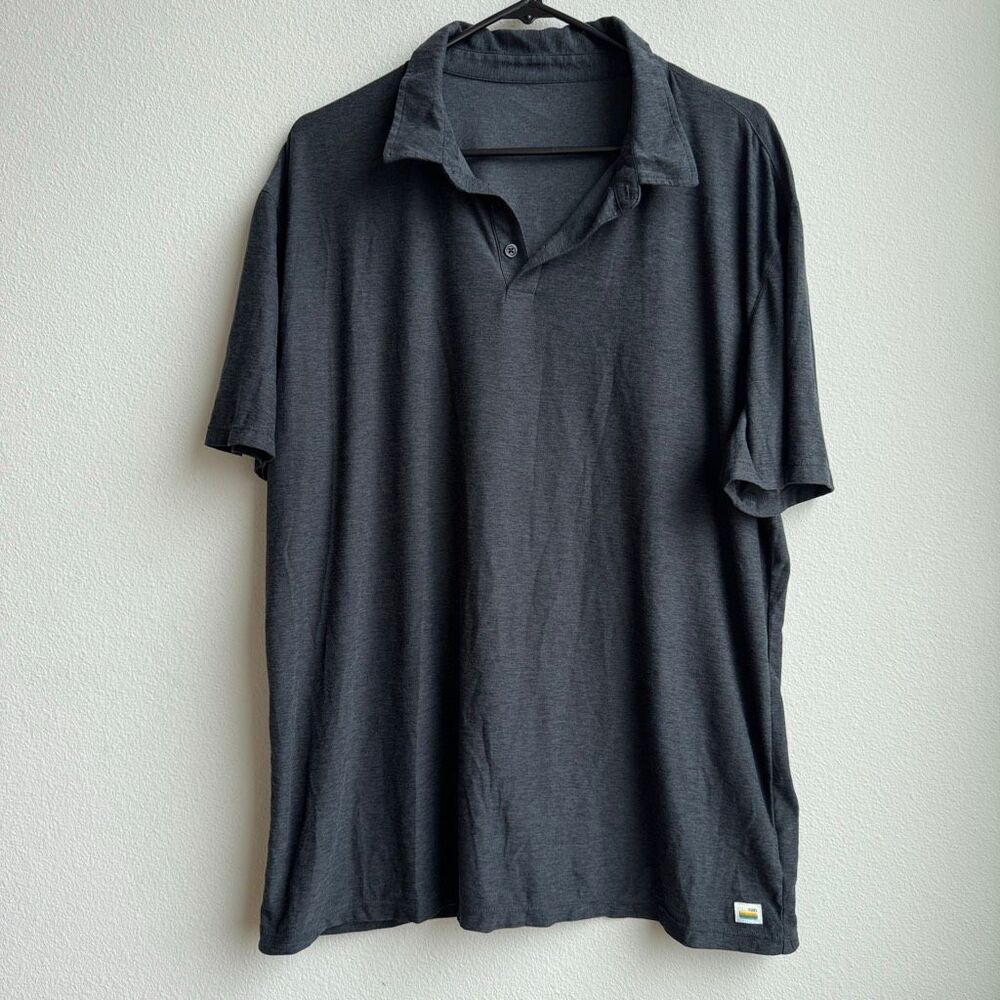 Vuori Strato Tech Button Up Polo V188 Charcoal Grey Short Sleeve Office SZ XXL
